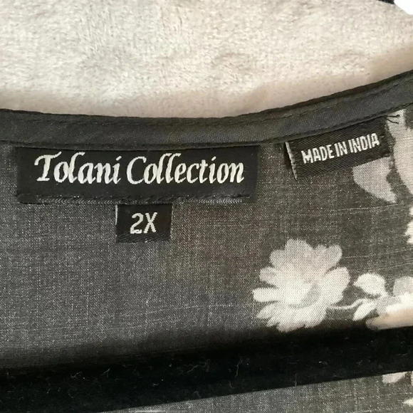 Tolani Collection Black Floral Sheer Blouse Kimono Style 3/4 Arm Womens Size 2X - Picture 2 of 6